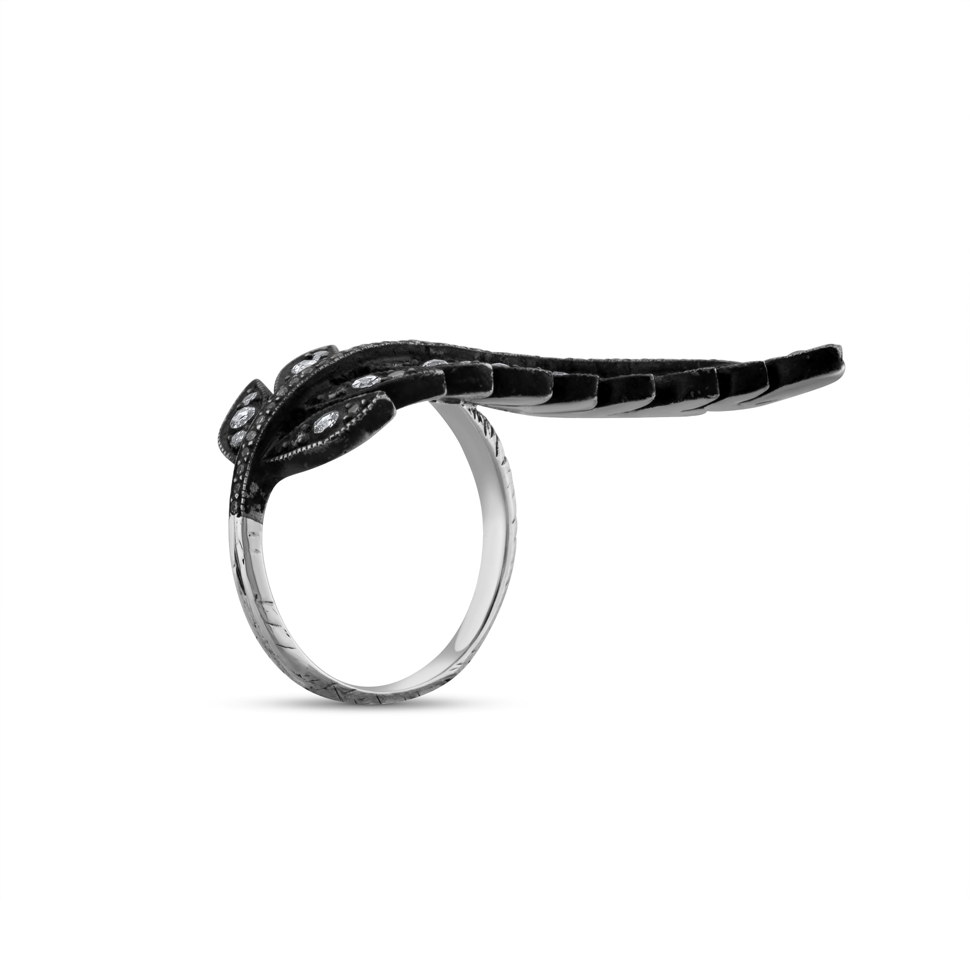 0.95 Carat Natural Diamond Leaf Figure Ring – Fine Jewelry Design - Gold Stone Diamond