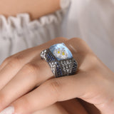 4.73 Carat Natural Diamond and Sapphire Floral Design Ring – Fine Jewelry Design - Gold Stone Diamond