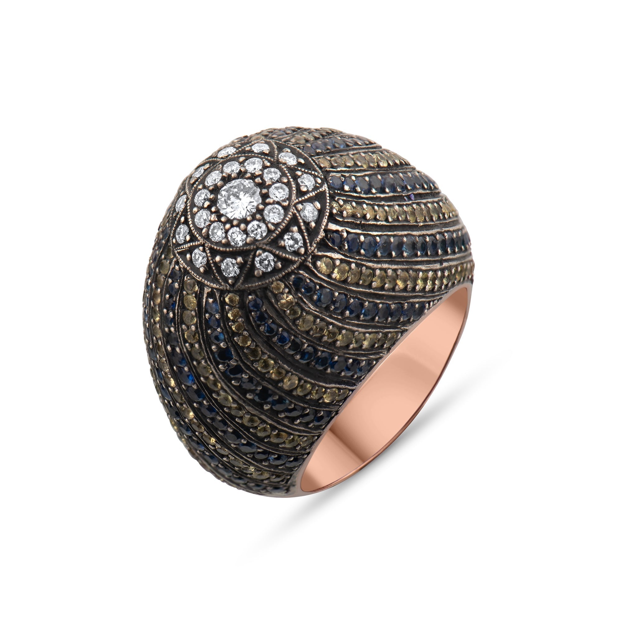 3.87 Carat Natural Diamond and Citrine Ring – Fine Jewelry Design - Gold Stone Diamond