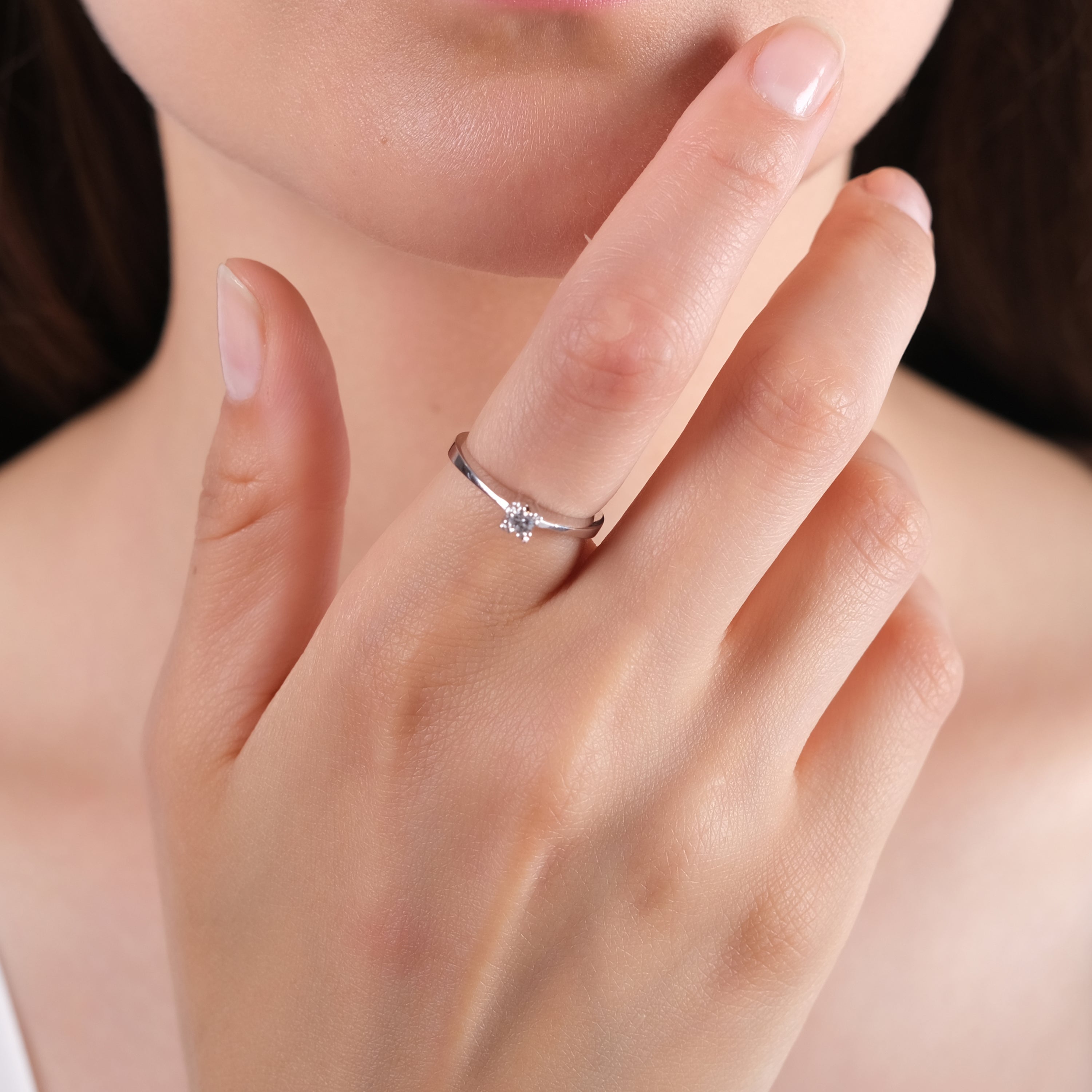 0.10 Carat Natural Diamond Solitaire Ring – Fine Jewelry Design - Gold Stone Diamond