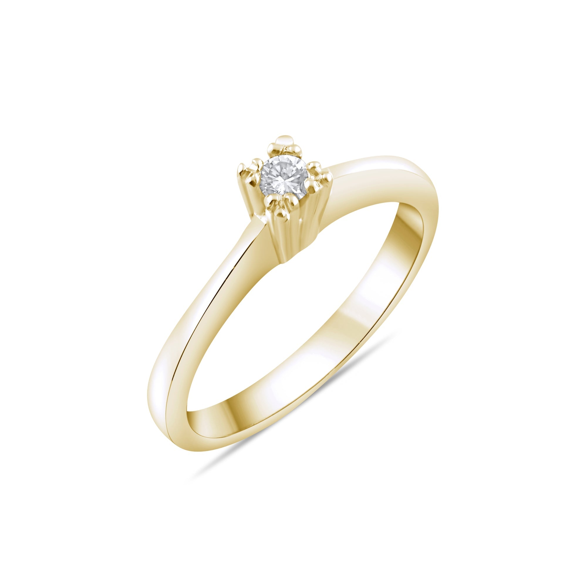 0.10 Carat Natural Diamond Solitaire Ring – Fine Jewelry Design - Gold Stone Diamond