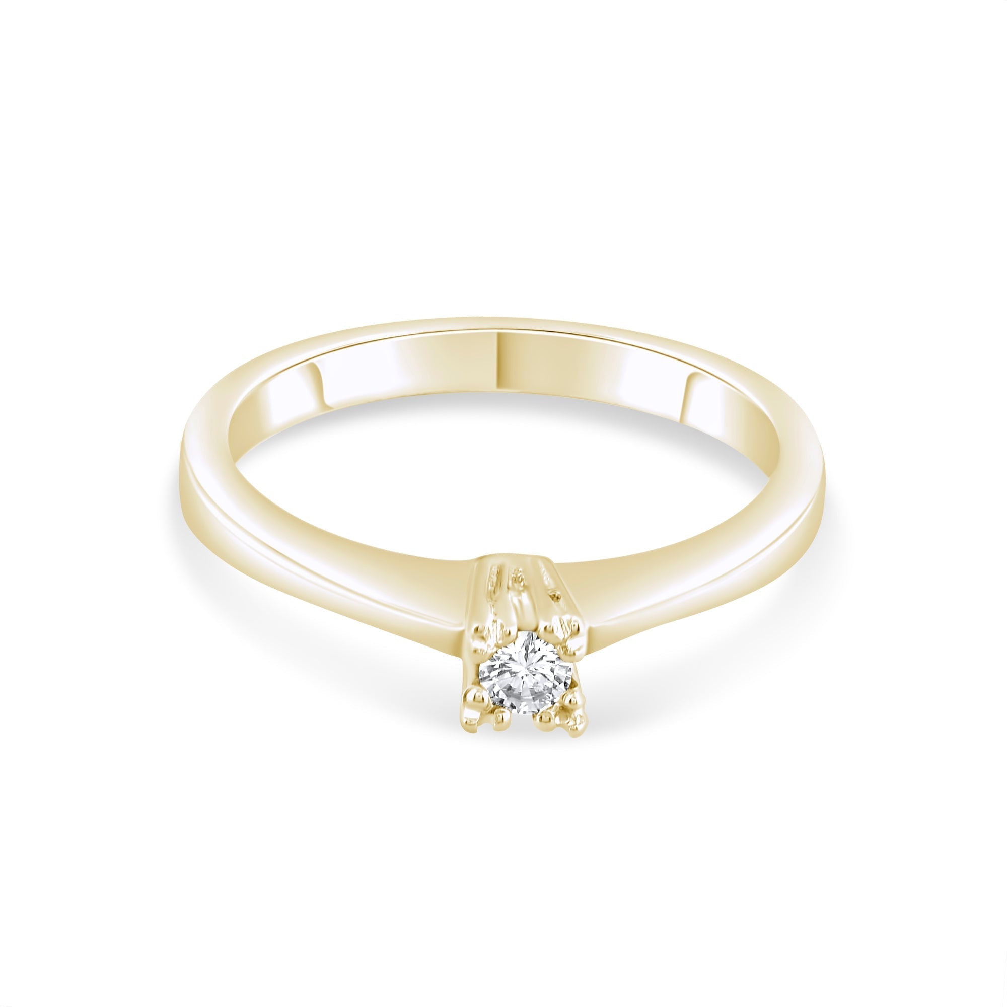 0.10 Carat Natural Diamond Solitaire Ring – Fine Jewelry Design - Gold Stone Diamond