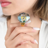 2.23 Carat Natural Diamond Jesus Christ Design Ring - Gold Stone Diamond