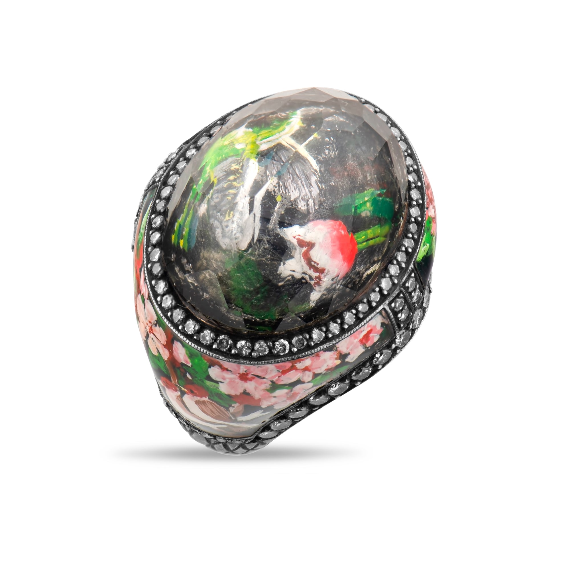 1.40 Carat Natural Diamond and Floral Motif Ring – Fine Jewelry Design - Gold Stone Diamond