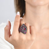 8.40 Carat Natural Diamond and Ruby Ring – Fine Jewelry Design - Gold Stone Diamond