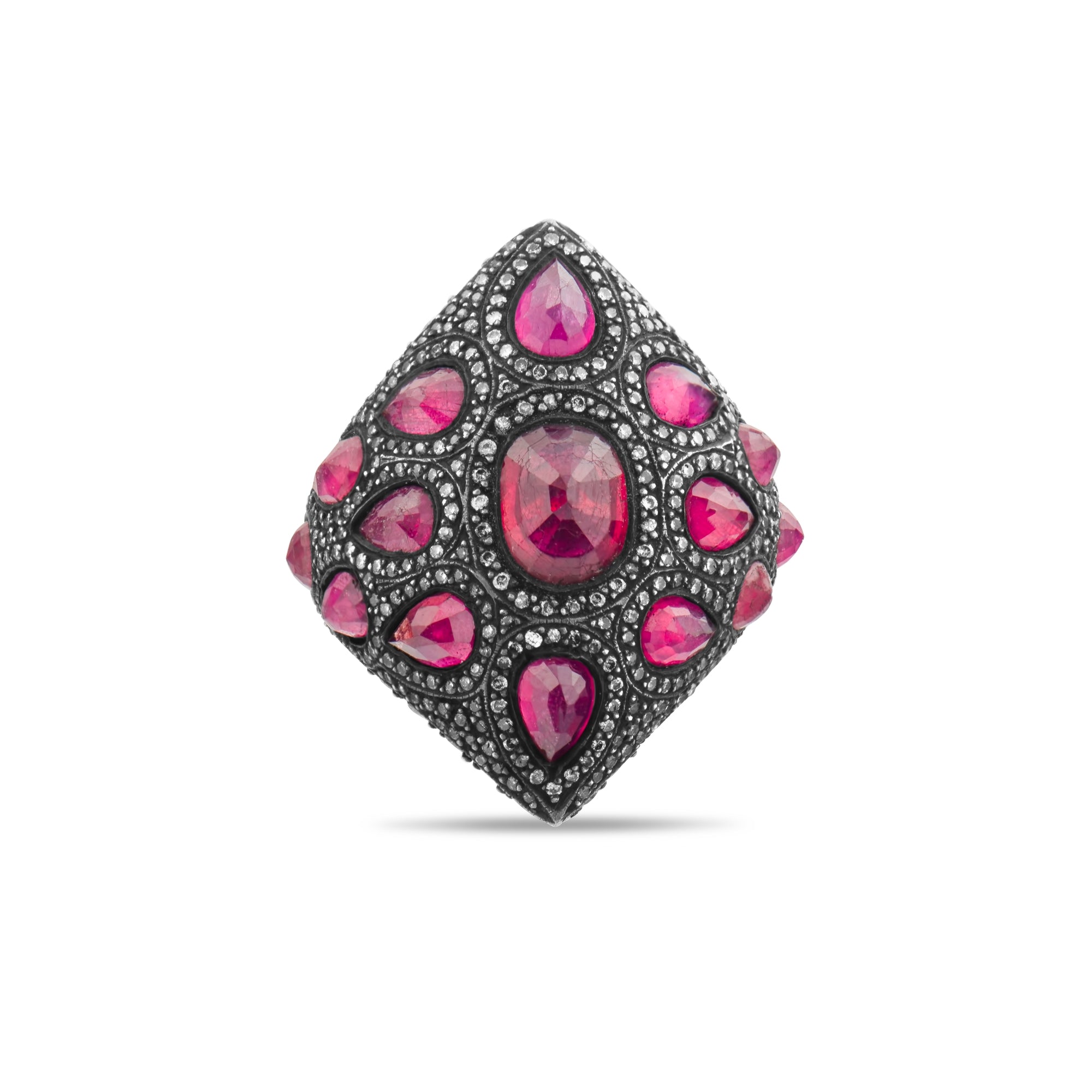 8.40 Carat Natural Diamond and Ruby Ring – Fine Jewelry Design - Gold Stone Diamond