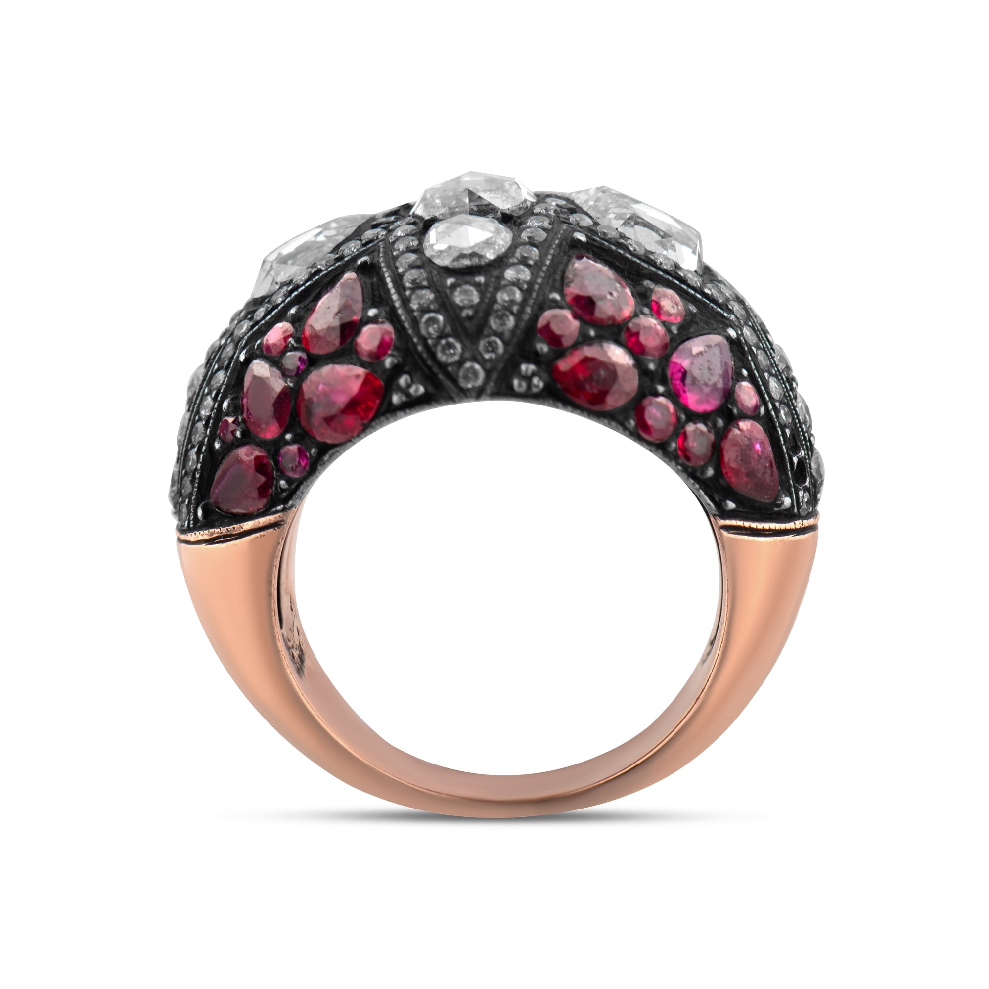 8.28 Carat Natural Diamond and Ruby Ring – Fine Jewelry Design - Gold Stone Diamond