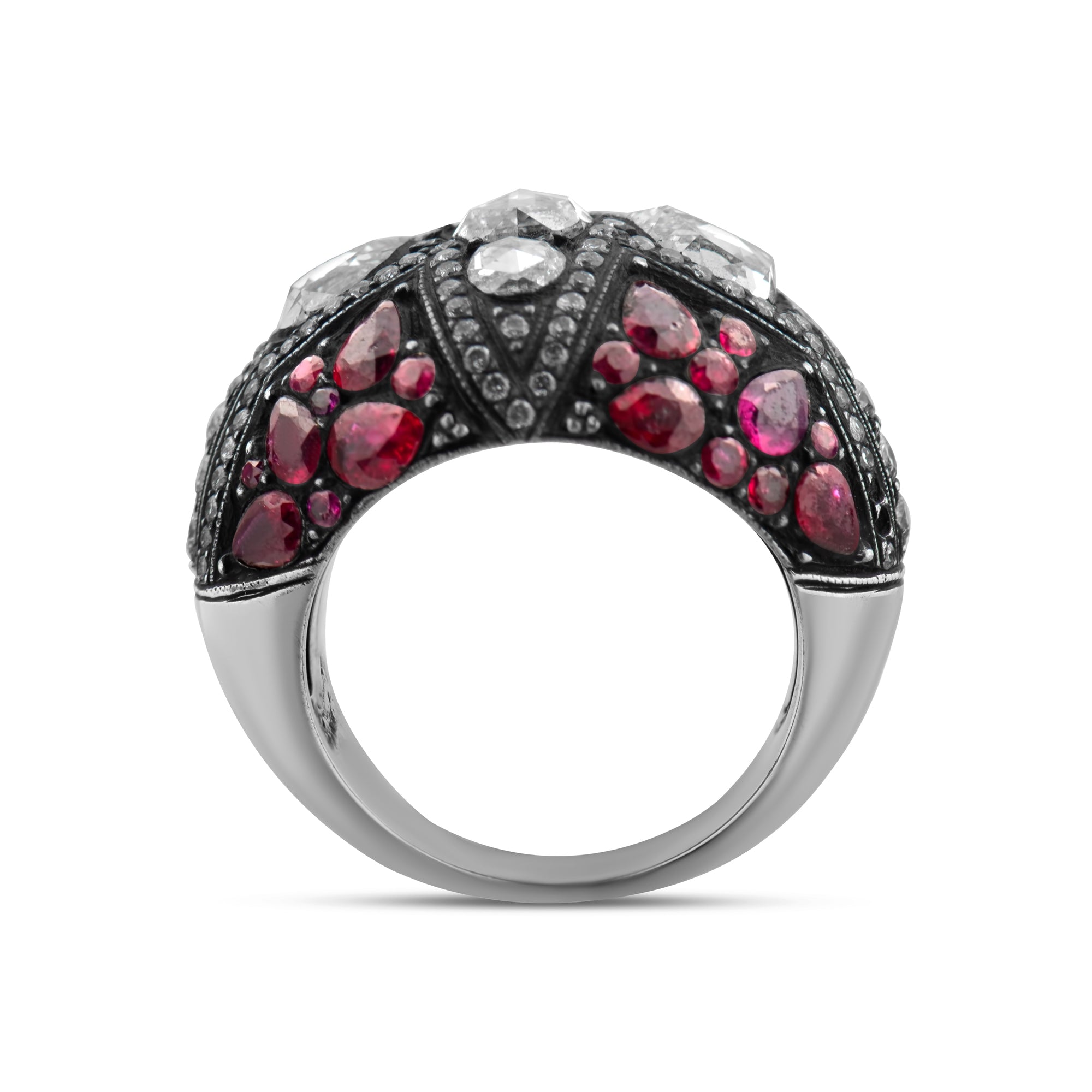 8.28 Carat Natural Diamond and Ruby Ring – Fine Jewelry Design - Gold Stone Diamond