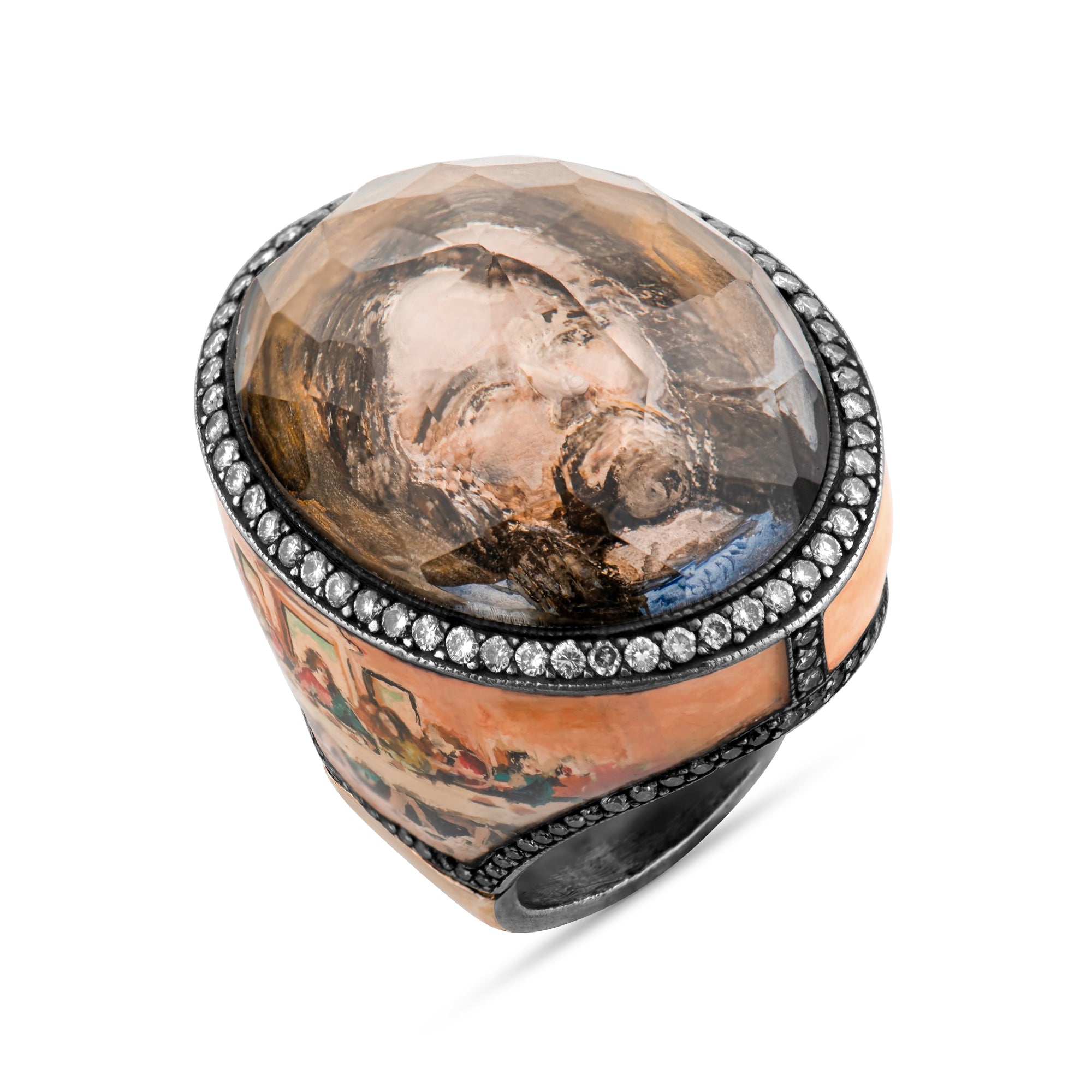 1.90 Carat Natural Diamond Jesus Christ Design Luxury Ring - Gold Stone Diamond