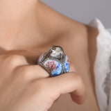 2.20 Carat Natural Diamond Swan and Floral Design Ring – Fine Jewelry Design - Gold Stone Diamond