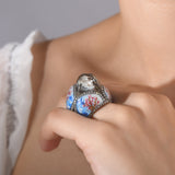2.20 Carat Natural Diamond Swan and Floral Design Ring – Fine Jewelry Design - Gold Stone Diamond