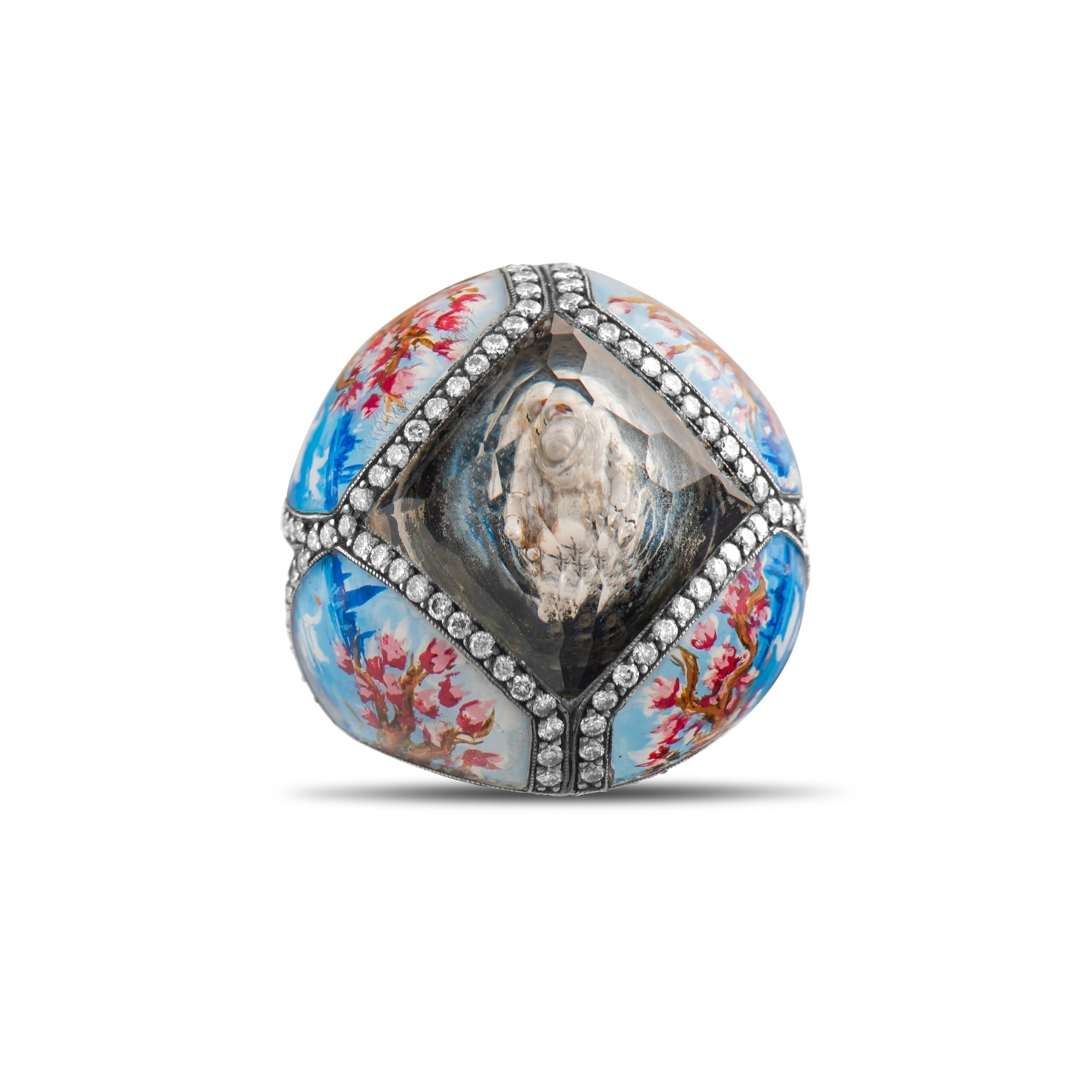 2.20 Carat Natural Diamond Swan and Floral Design Ring – Fine Jewelry Design - Gold Stone Diamond
