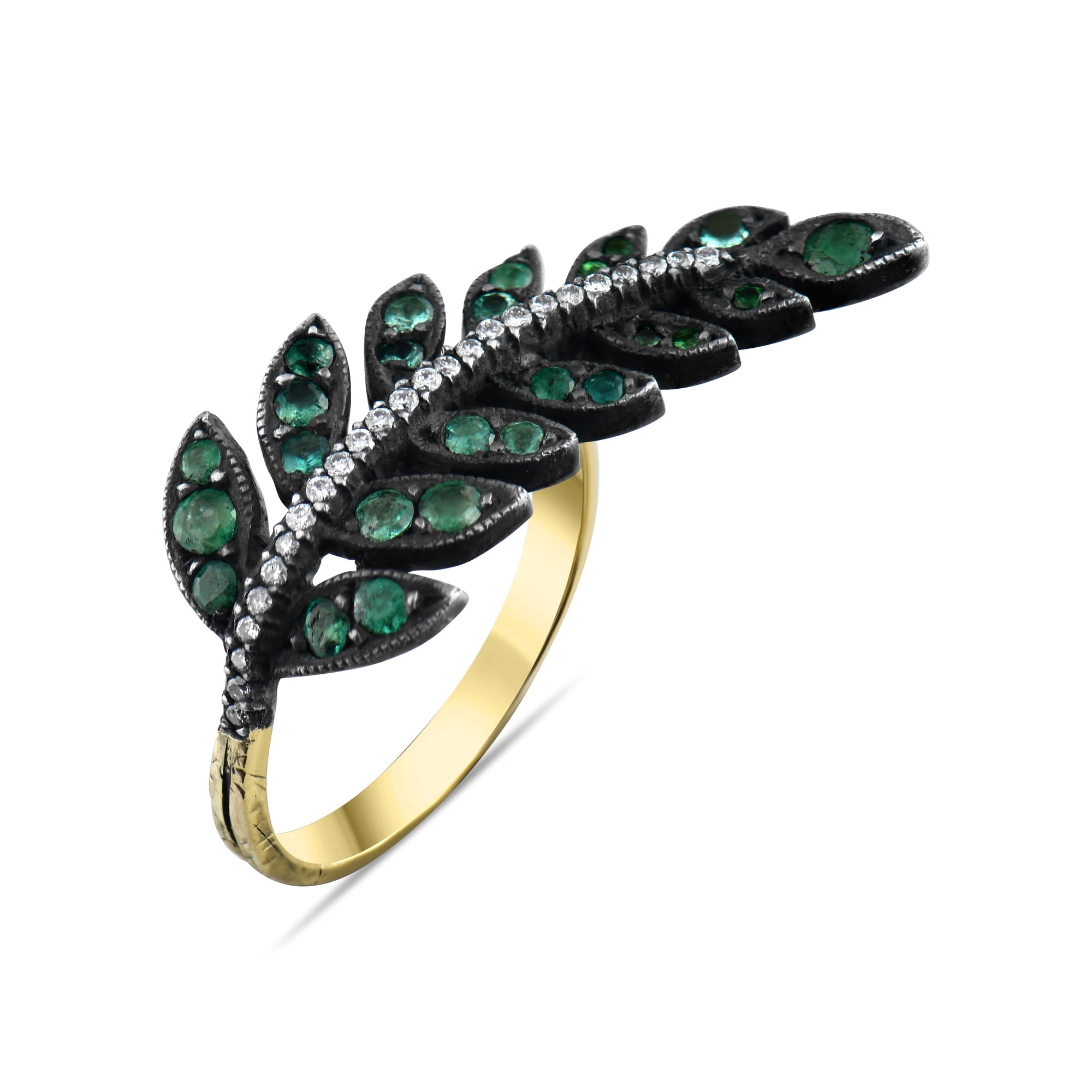 2.6 Carat Natural Diamond and Emerald Ring – Fine Jewelry Design - Gold Stone Diamond