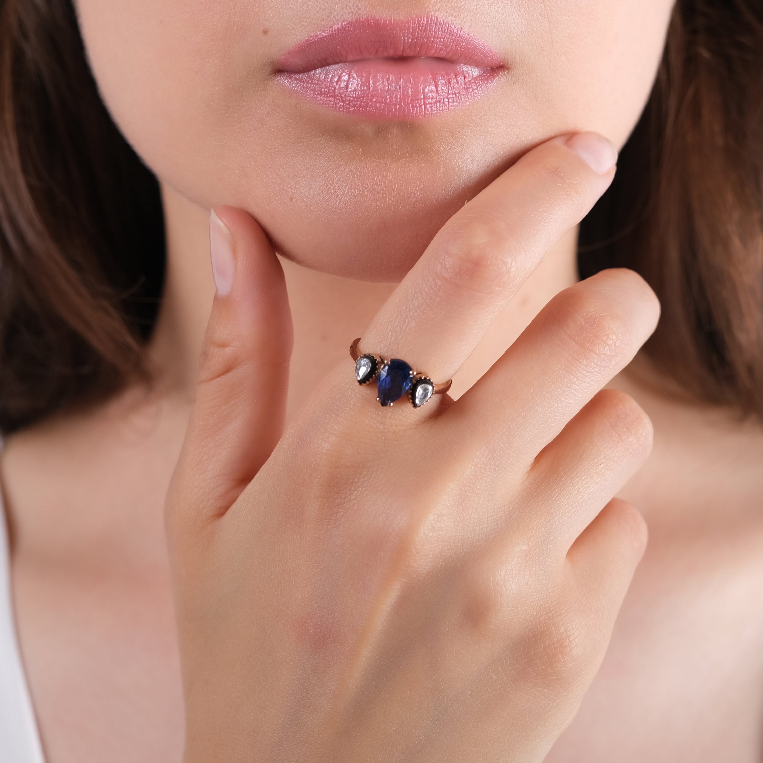 2.00 Carat Natural Diamond and Sapphire Ring – Fine Jewelry Design - Gold Stone Diamond