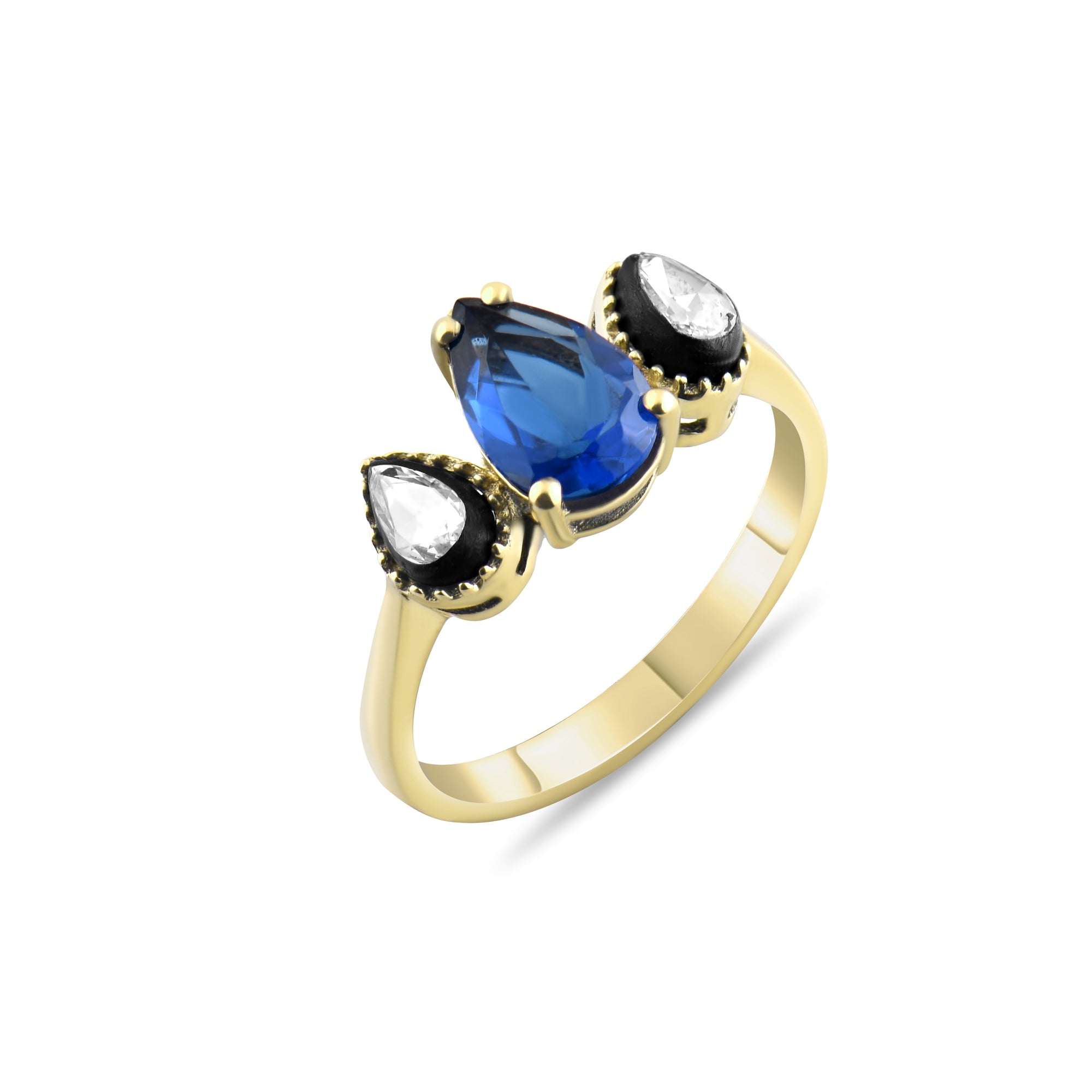 2.00 Carat Natural Diamond and Sapphire Ring – Fine Jewelry Design - Gold Stone Diamond