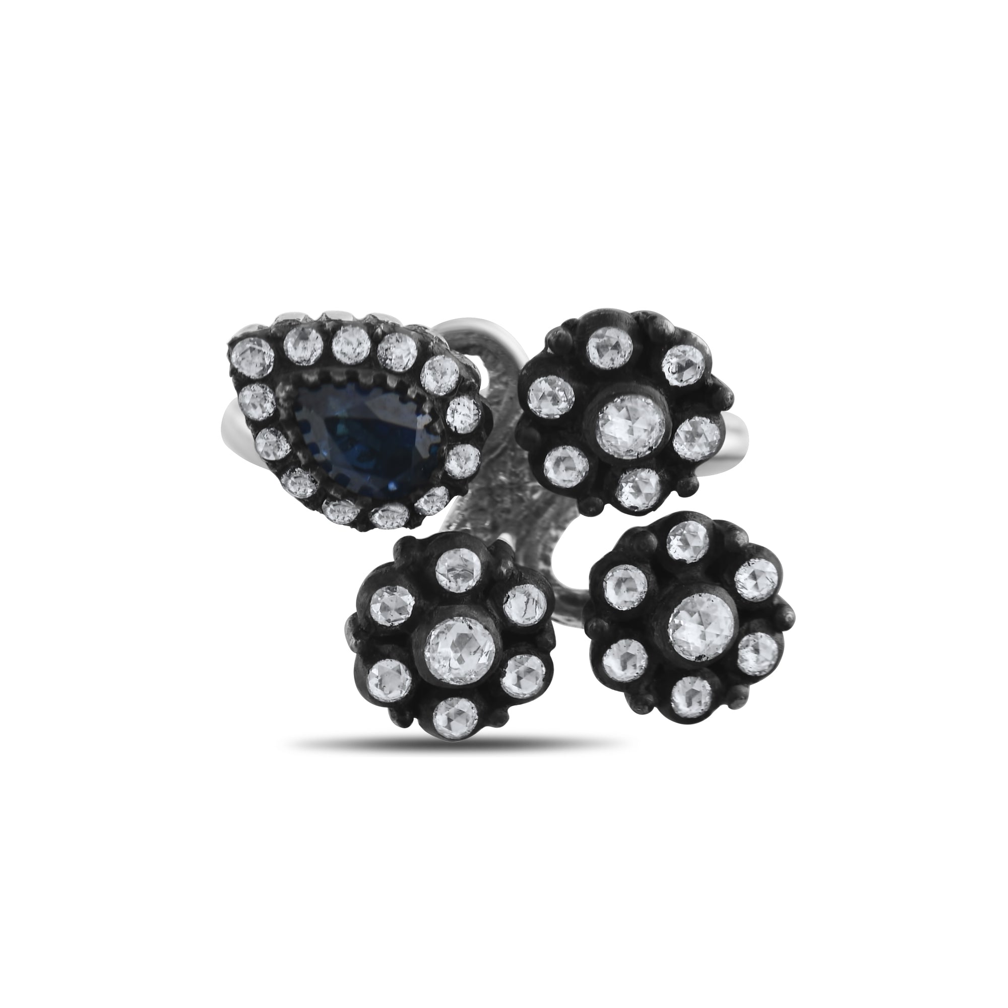 1.6 Carat Natural Diamond and Sapphire Ring – Fine Jewelry Design - Gold Stone Diamond