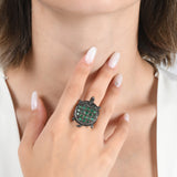 3.55 Carat Natural Diamond and Emerald Turtle Design Ring - Gold Stone Diamond