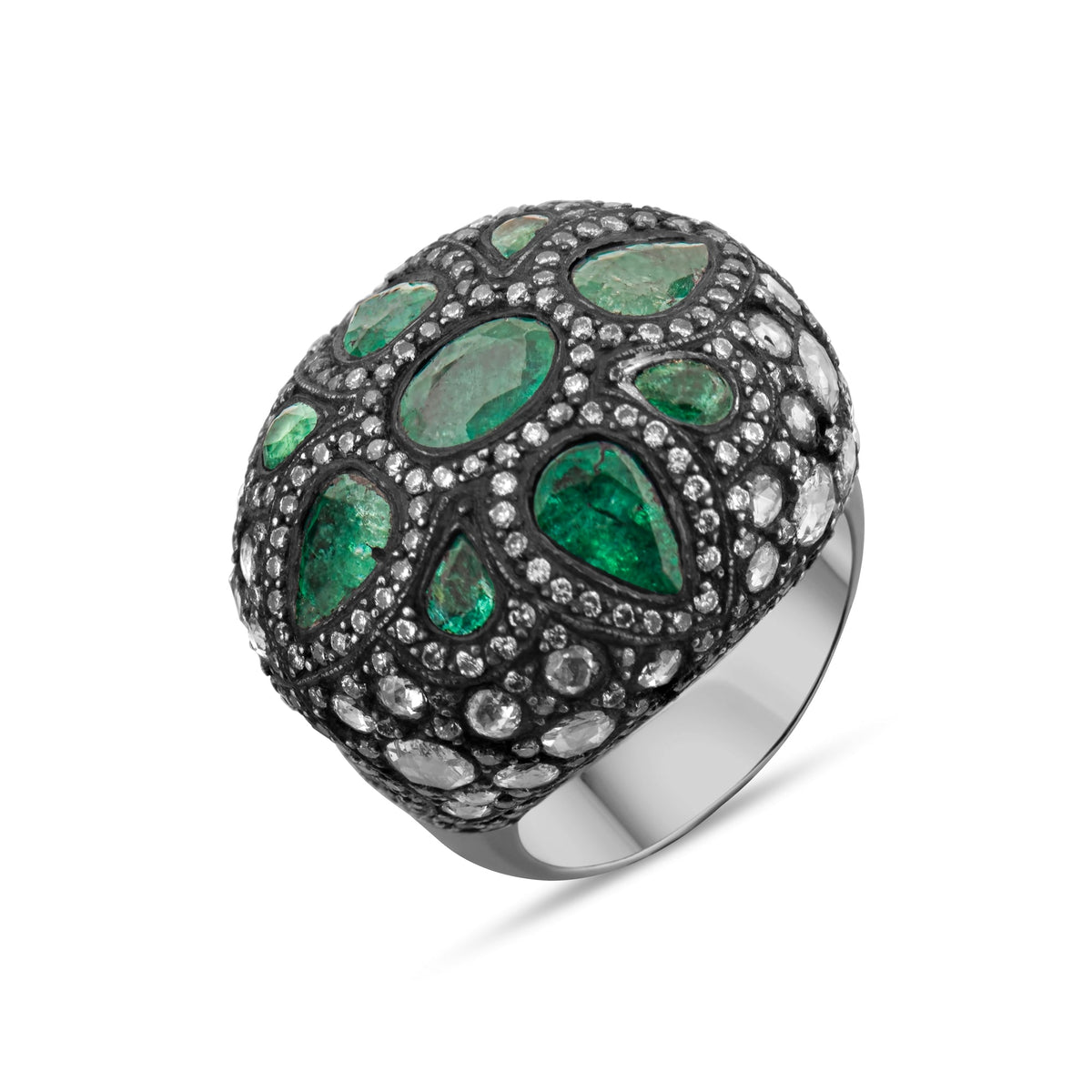 8.60 Carat Natural Diamond and Emerald Ring – Fine Jewelry Design - Gold Stone Diamond