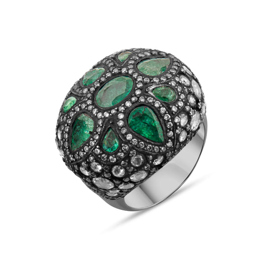 8.60 Carat Natural Diamond and Emerald Ring – Fine Jewelry Design - Gold Stone Diamond