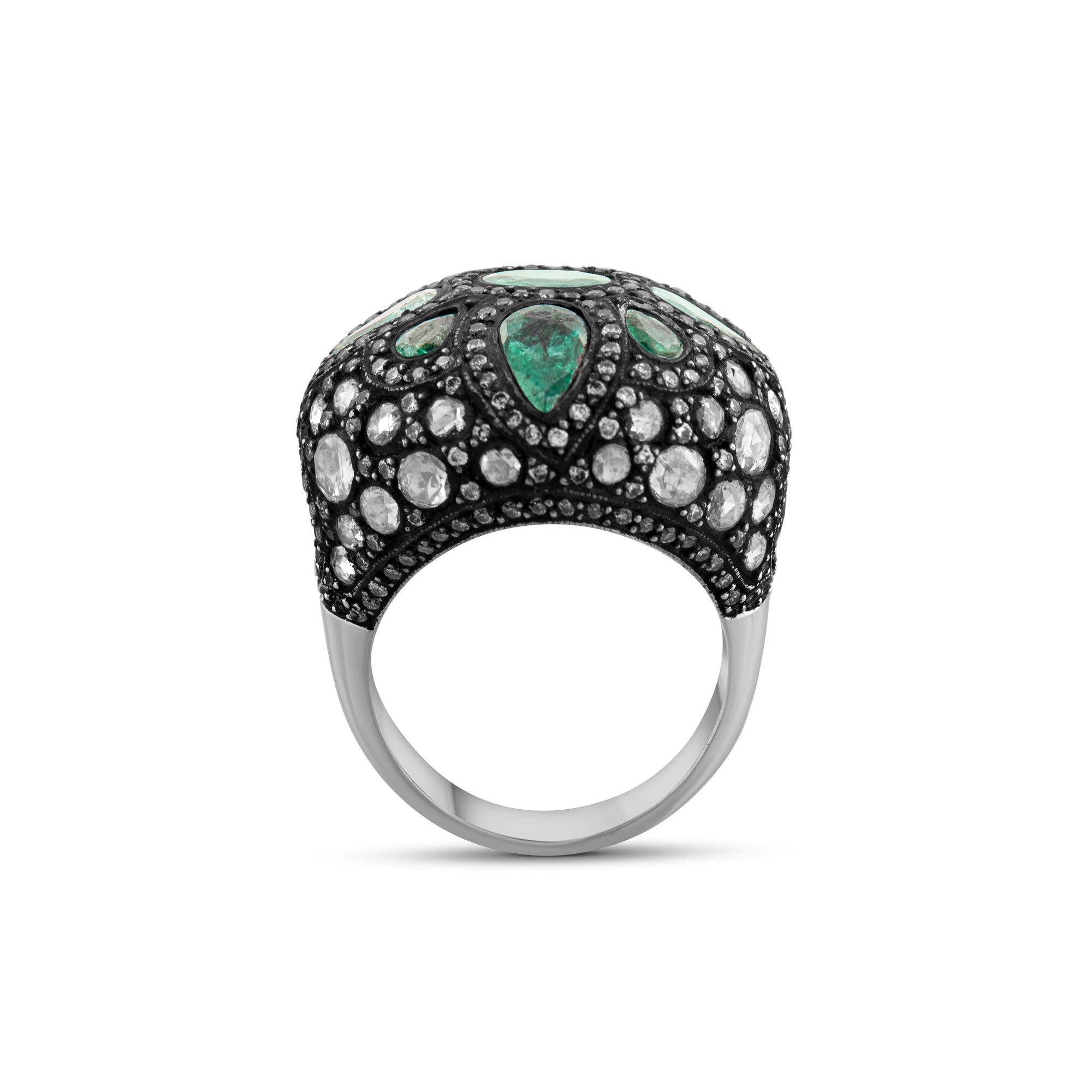 8.60 Carat Natural Diamond and Emerald Ring – Fine Jewelry Design - Gold Stone Diamond