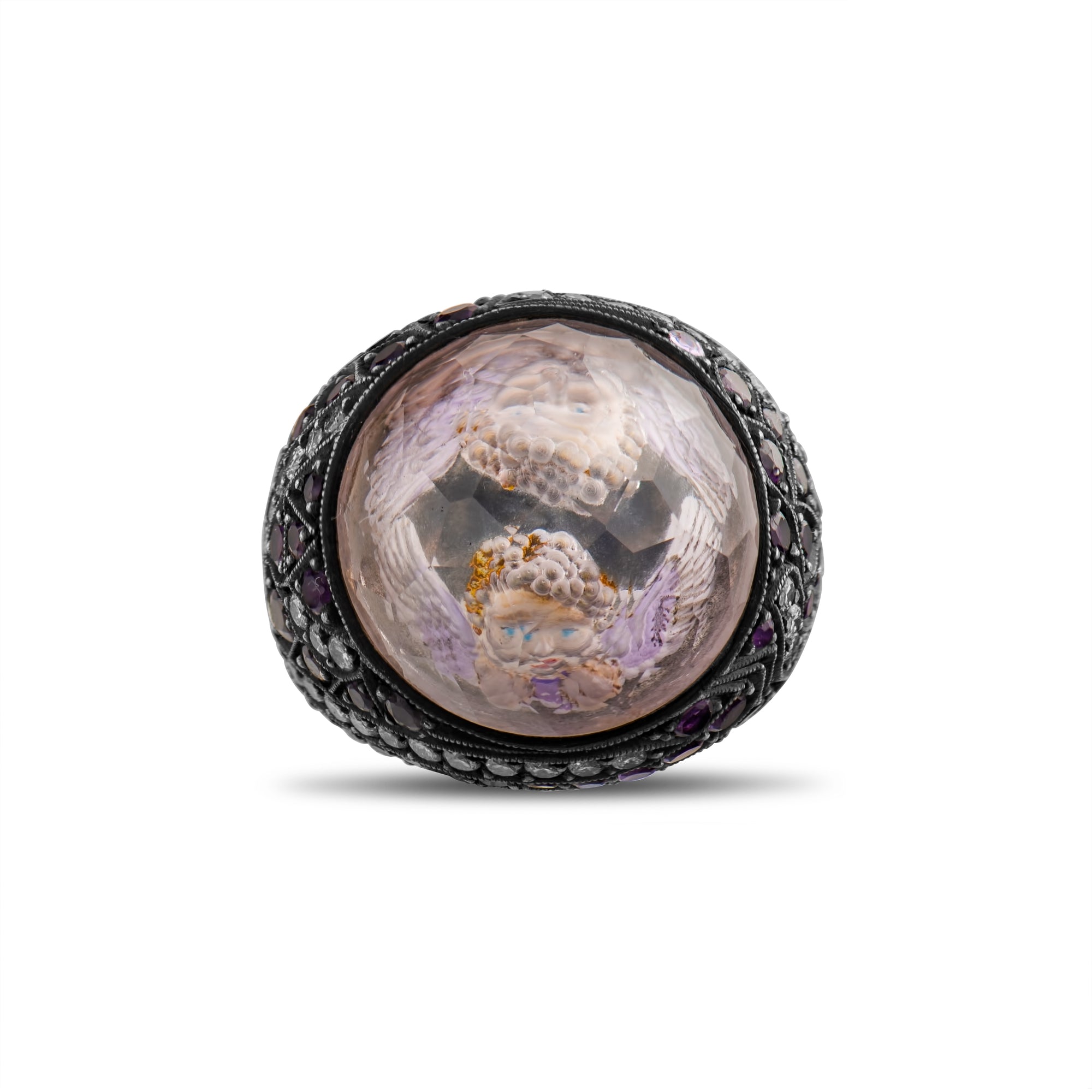 4.80 Carat Natural Diamond and Amethyst Ring – Fine Jewelry Design - Gold Stone Diamond