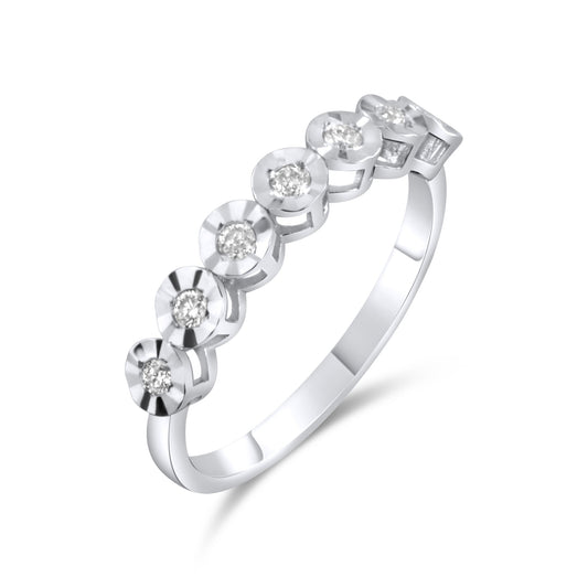 0.12 Carat Natural Seven Diamond Ring – Fine Jewelry Design - Gold Stone Diamond