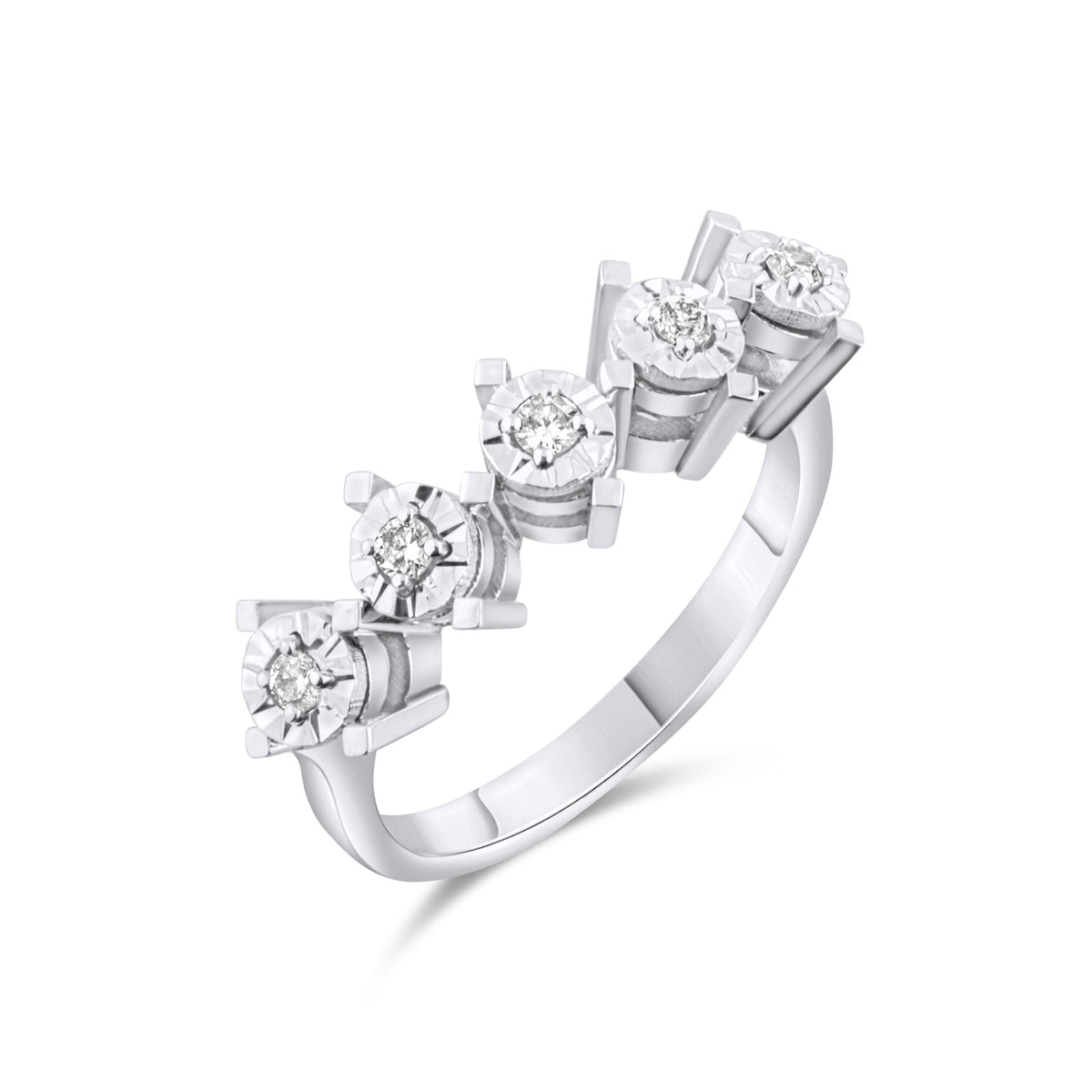 0.15 Carat Natural Five Diamond Ring – Fine Jewelry Design - Gold Stone Diamond