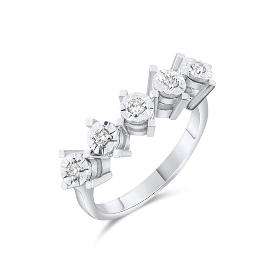 0.15 Carat Natural Five Diamond Ring – Fine Jewelry Design - Gold Stone Diamond