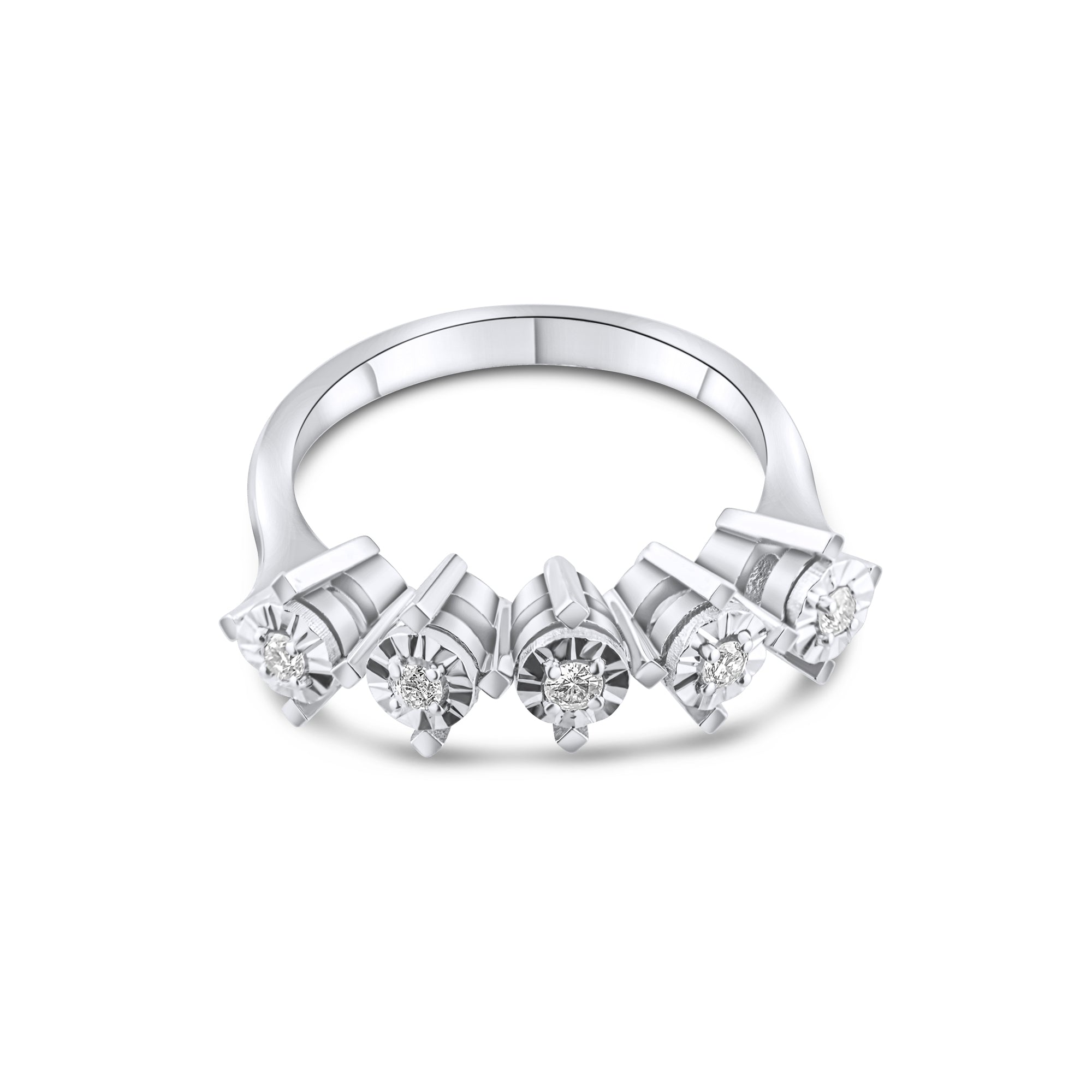 0.15 Carat Natural Five Diamond Ring – Fine Jewelry Design - Gold Stone Diamond