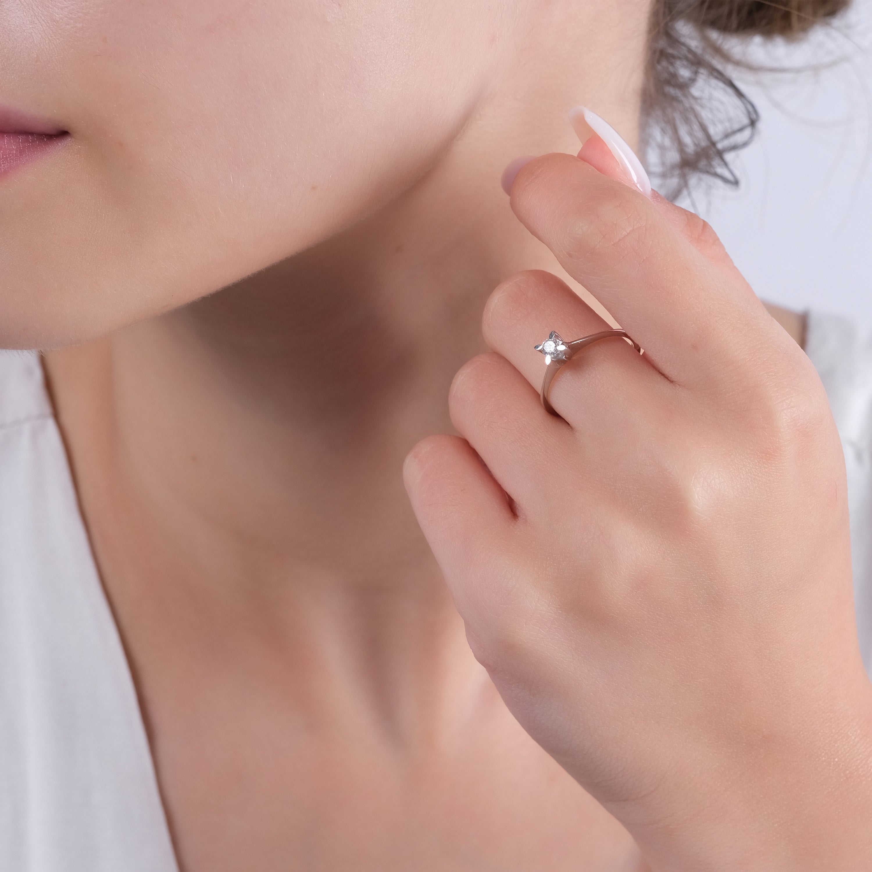 0.12 Carat Natural Diamond Solitaire Ring – Fine Jewelry Design - Gold Stone Diamond