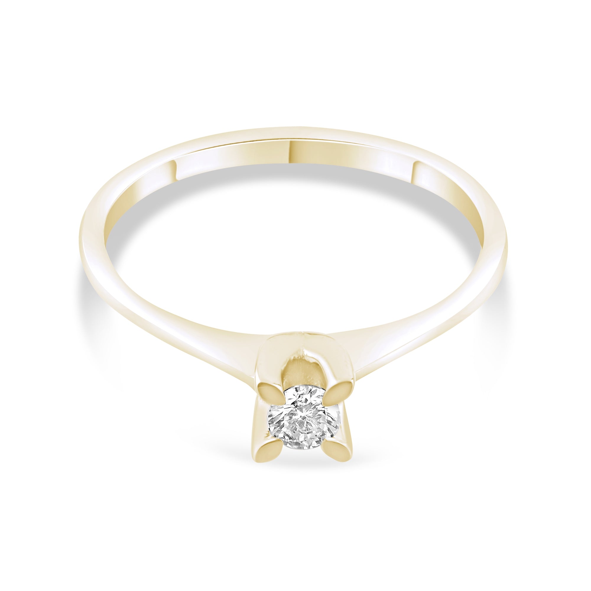0.12 Carat Natural Diamond Solitaire Ring – Fine Jewelry Design - Gold Stone Diamond