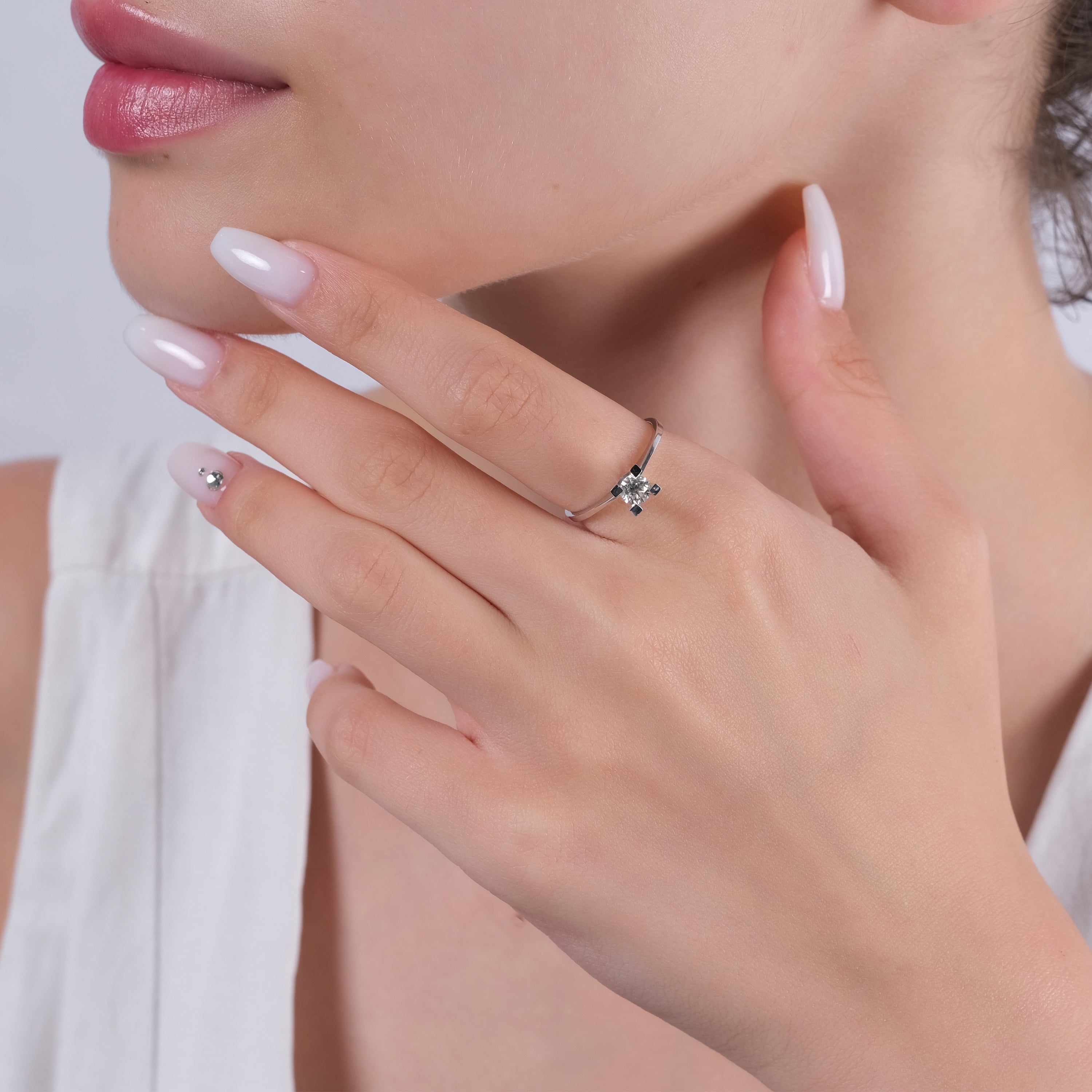 0.17 Carat Natural Diamond Solitaire Ring – Fine Jewelry Design - Gold Stone Diamond