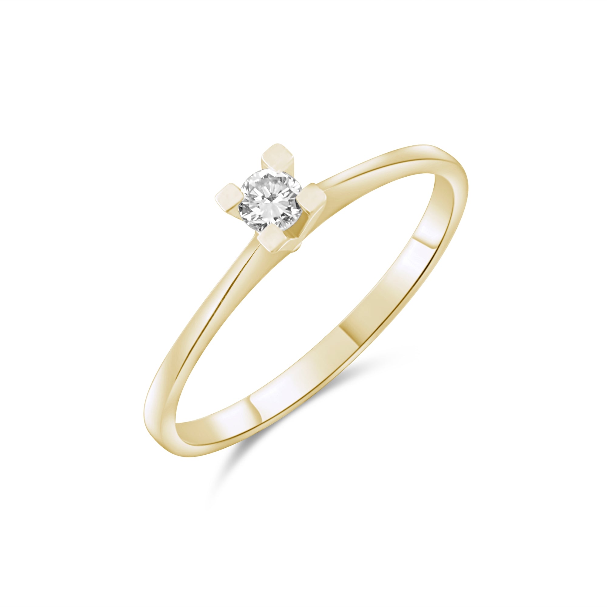 0.17 Carat Natural Diamond Solitaire Ring – Fine Jewelry Design - Gold Stone Diamond