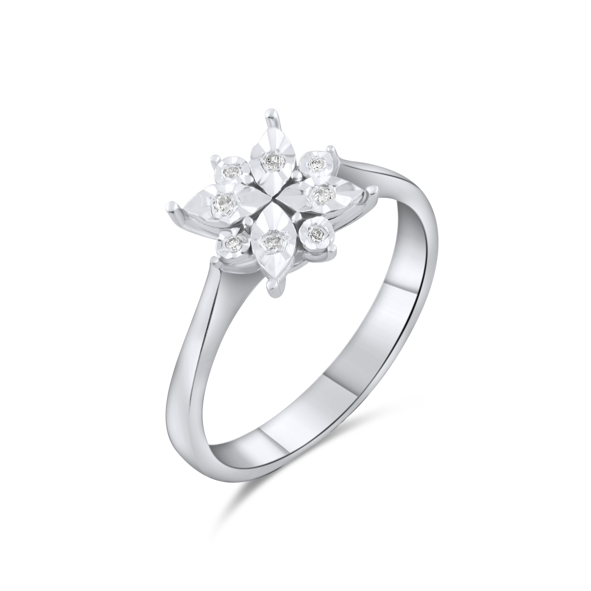0.05 Carat Natural Diamond Snowflake Ring – Elegant Fine Jewelry Design - Gold Stone Diamond