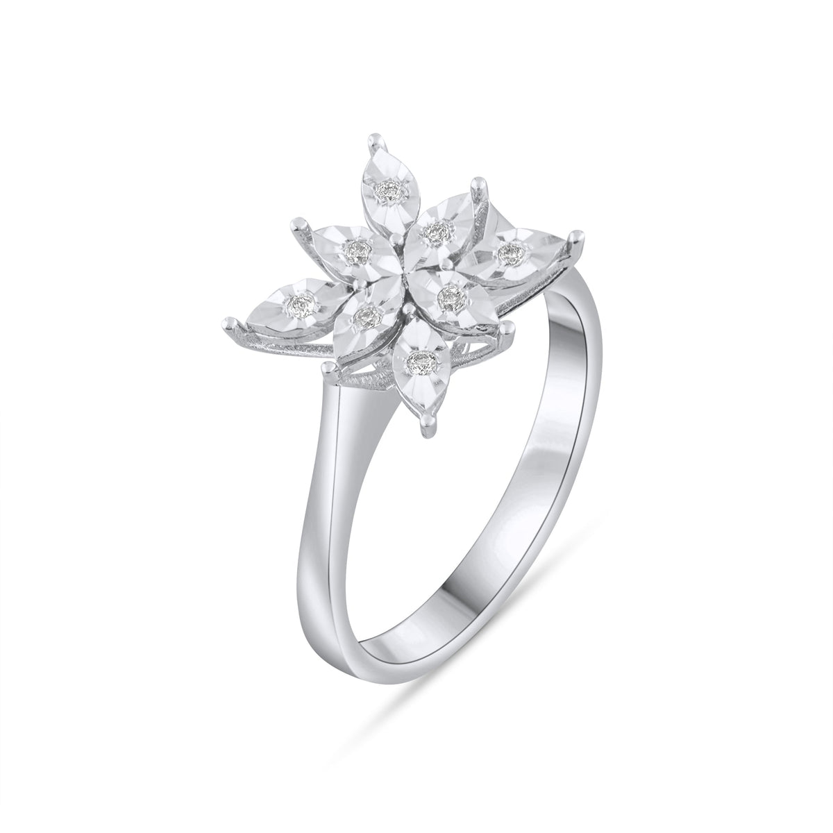 0.05 Carat Natural Diamond Snowflake Ring – Elegant Fine Jewelry Design - Gold Stone Diamond