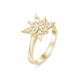 0.05 Carat Natural Diamond Snowflake Ring – Elegant Fine Jewelry Design - Gold Stone Diamond
