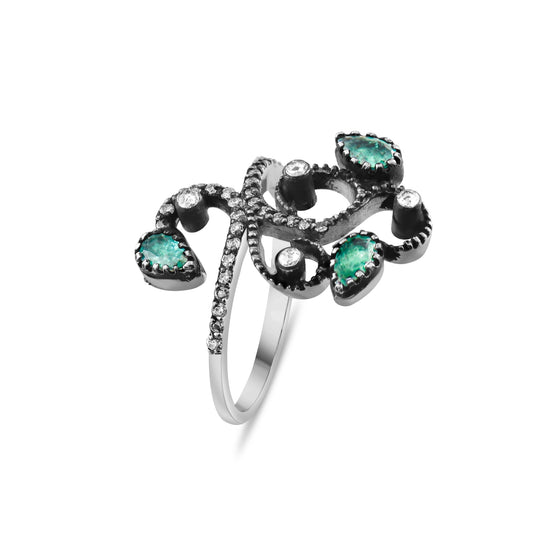 0.77 Carat Natural Diamond and Emerald Ring – Fine Jewelry Design - Gold Stone Diamond