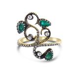 0.77 Carat Natural Diamond and Emerald Ring – Fine Jewelry Design - Gold Stone Diamond