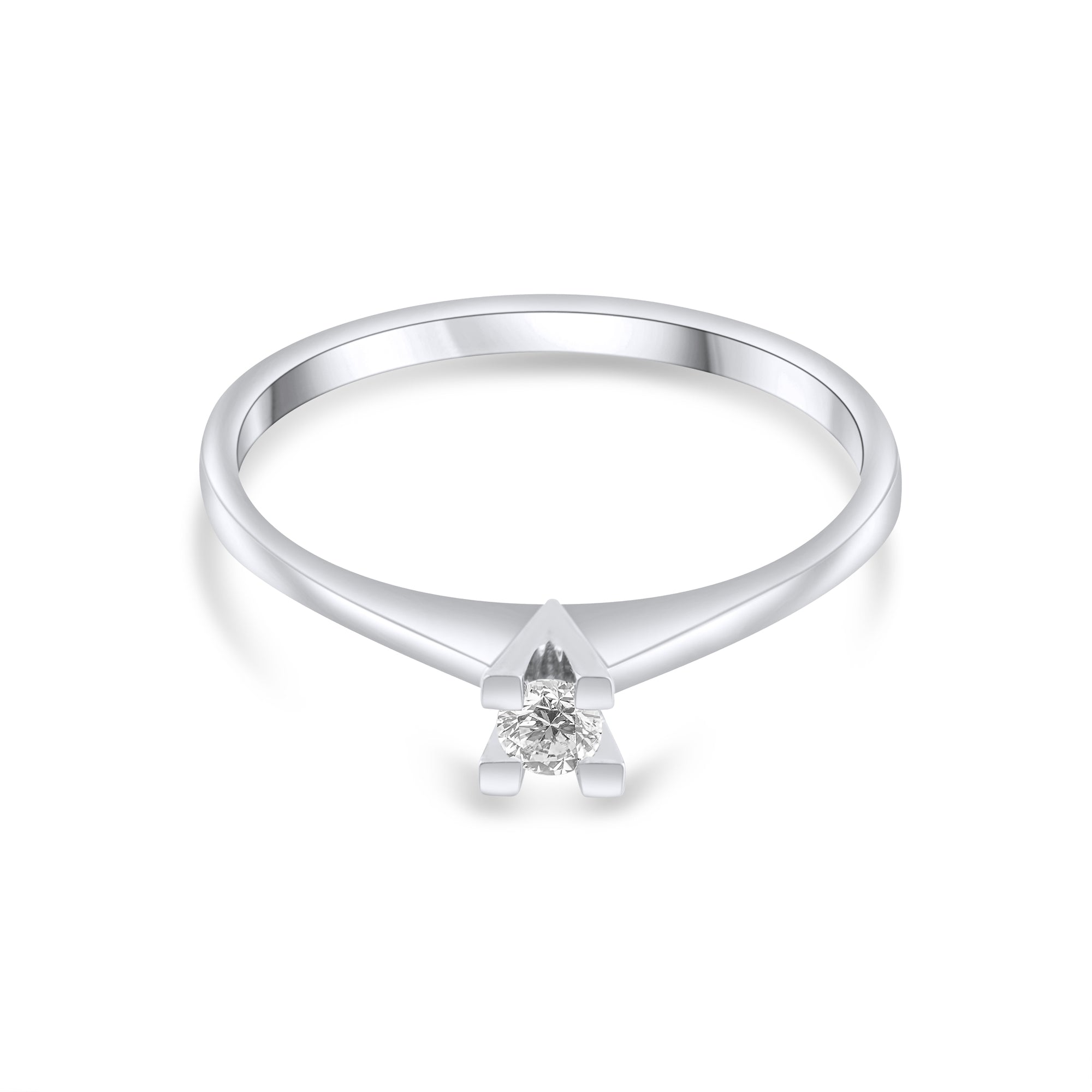 0.10 Carat Natural Diamond Solitaire Ring – Fine Jewelry Design - Gold Stone Diamond