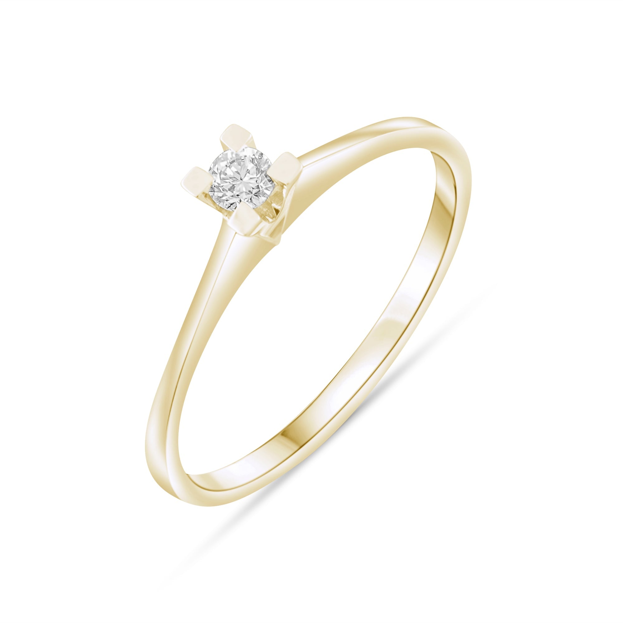 0.10 Carat Natural Diamond Solitaire Ring – Fine Jewelry Design - Gold Stone Diamond