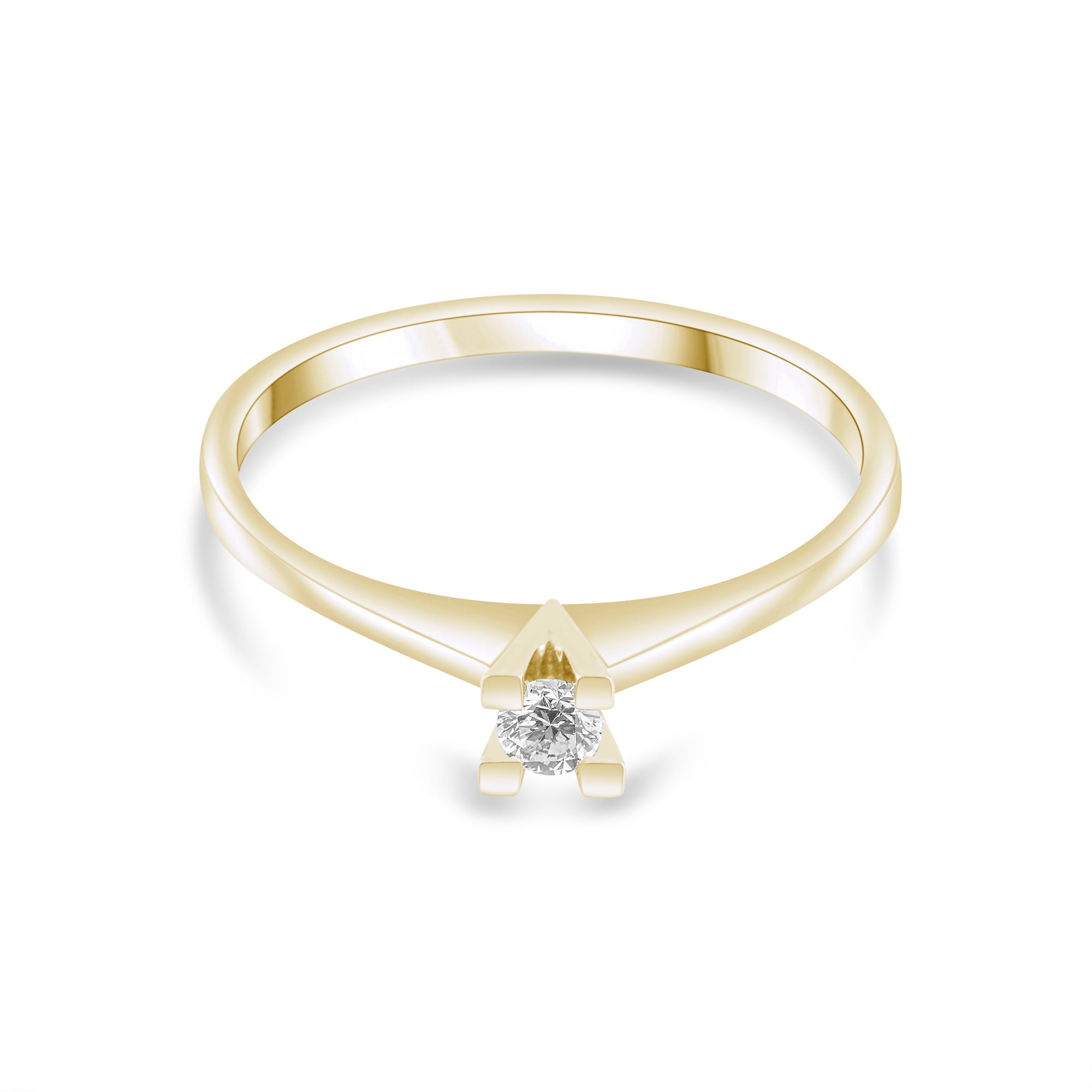 0.10 Carat Natural Diamond Solitaire Ring – Fine Jewelry Design - Gold Stone Diamond