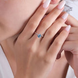 0.76 Carat Natural Blue Topaz Ring – Fine Jewelry Design - Gold Stone Diamond
