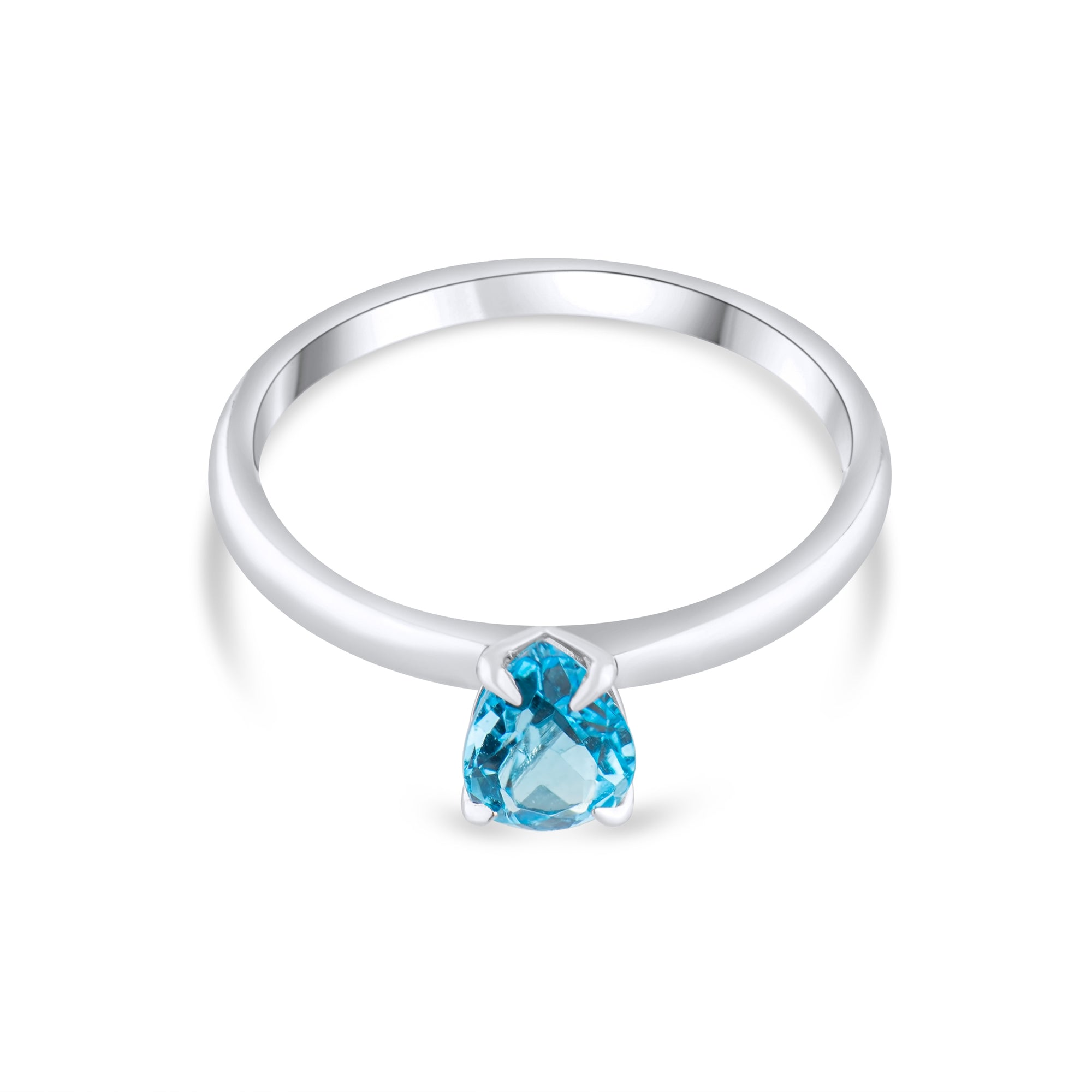 0.76 Carat Natural Blue Topaz Ring – Fine Jewelry Design - Gold Stone Diamond