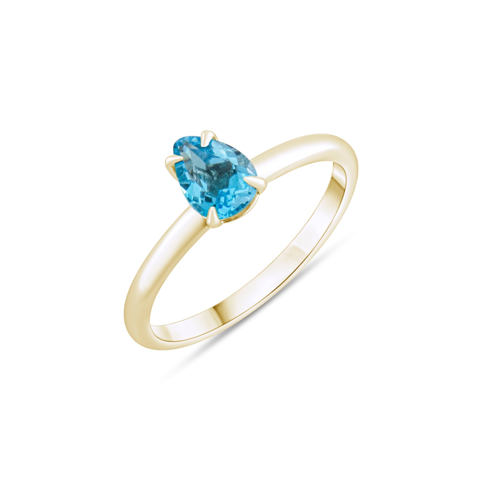 0.76 Carat Natural Blue Topaz Ring – Fine Jewelry Design - Gold Stone Diamond