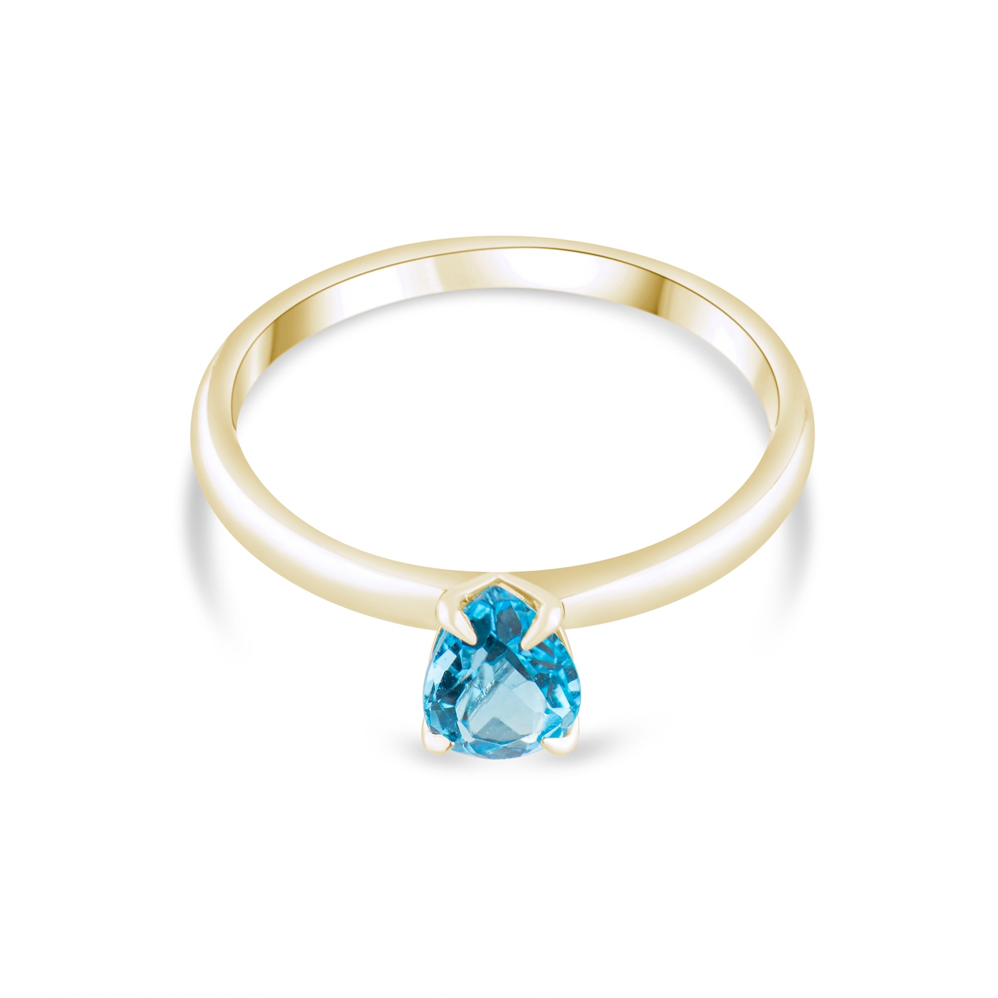 0.76 Carat Natural Blue Topaz Ring – Fine Jewelry Design - Gold Stone Diamond