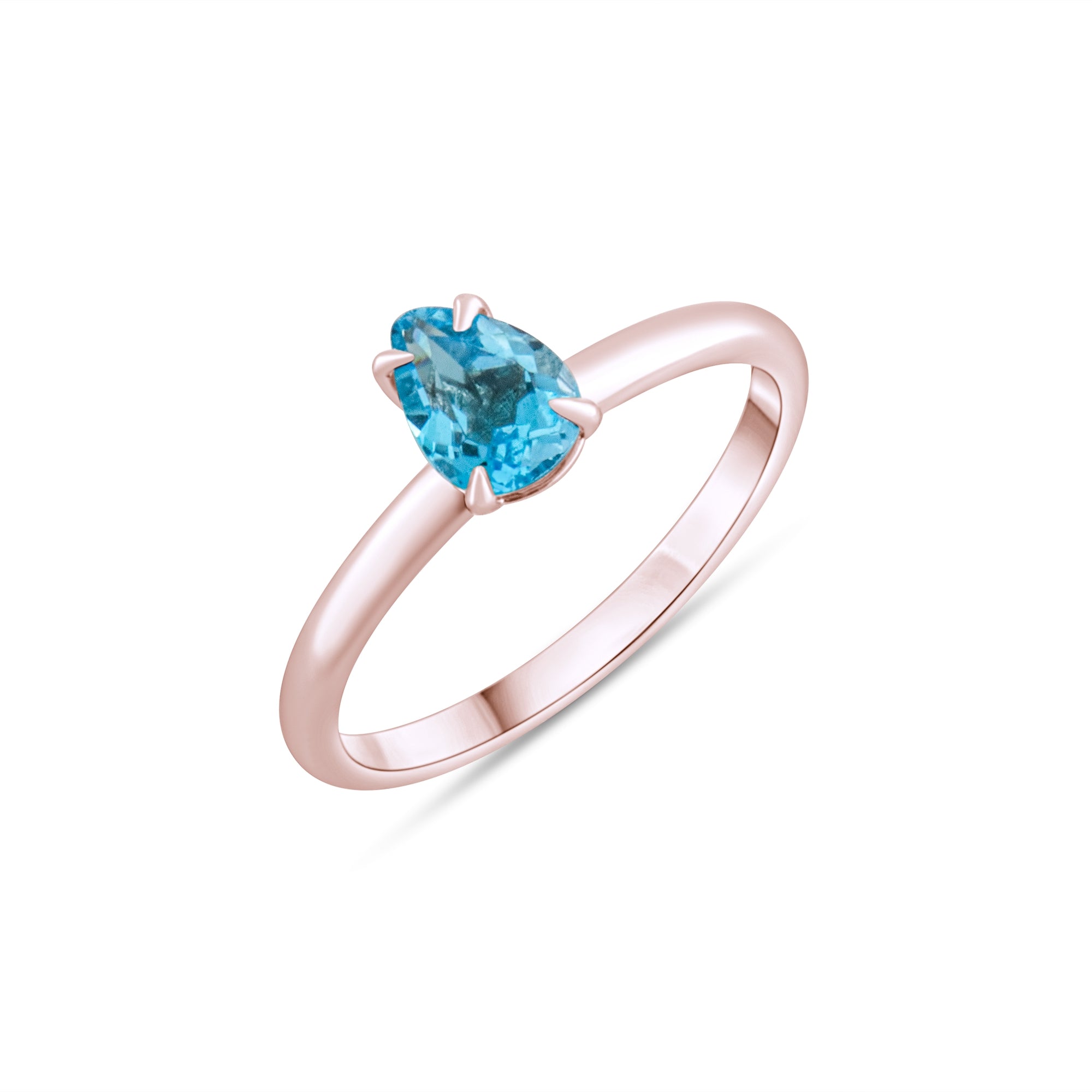 0.76 Carat Natural Blue Topaz Ring – Fine Jewelry Design - Gold Stone Diamond
