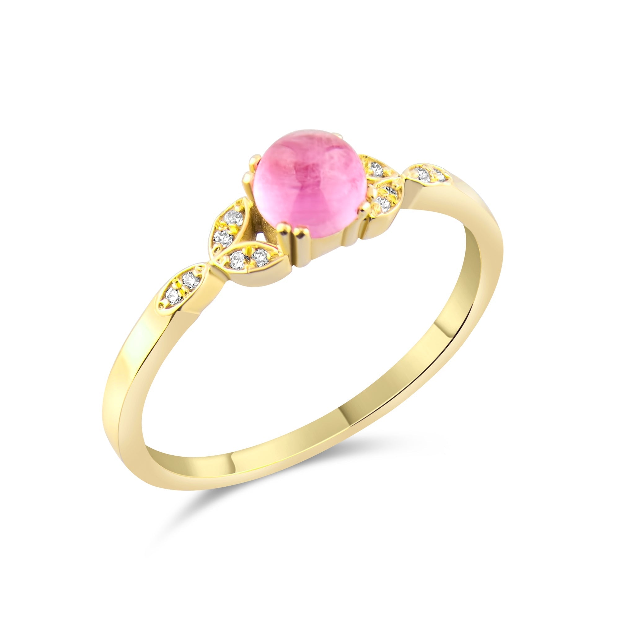 0.95 Carat Natural Diamond and Tourmaline Ring – Fine Jewelry Design - Gold Stone Diamond