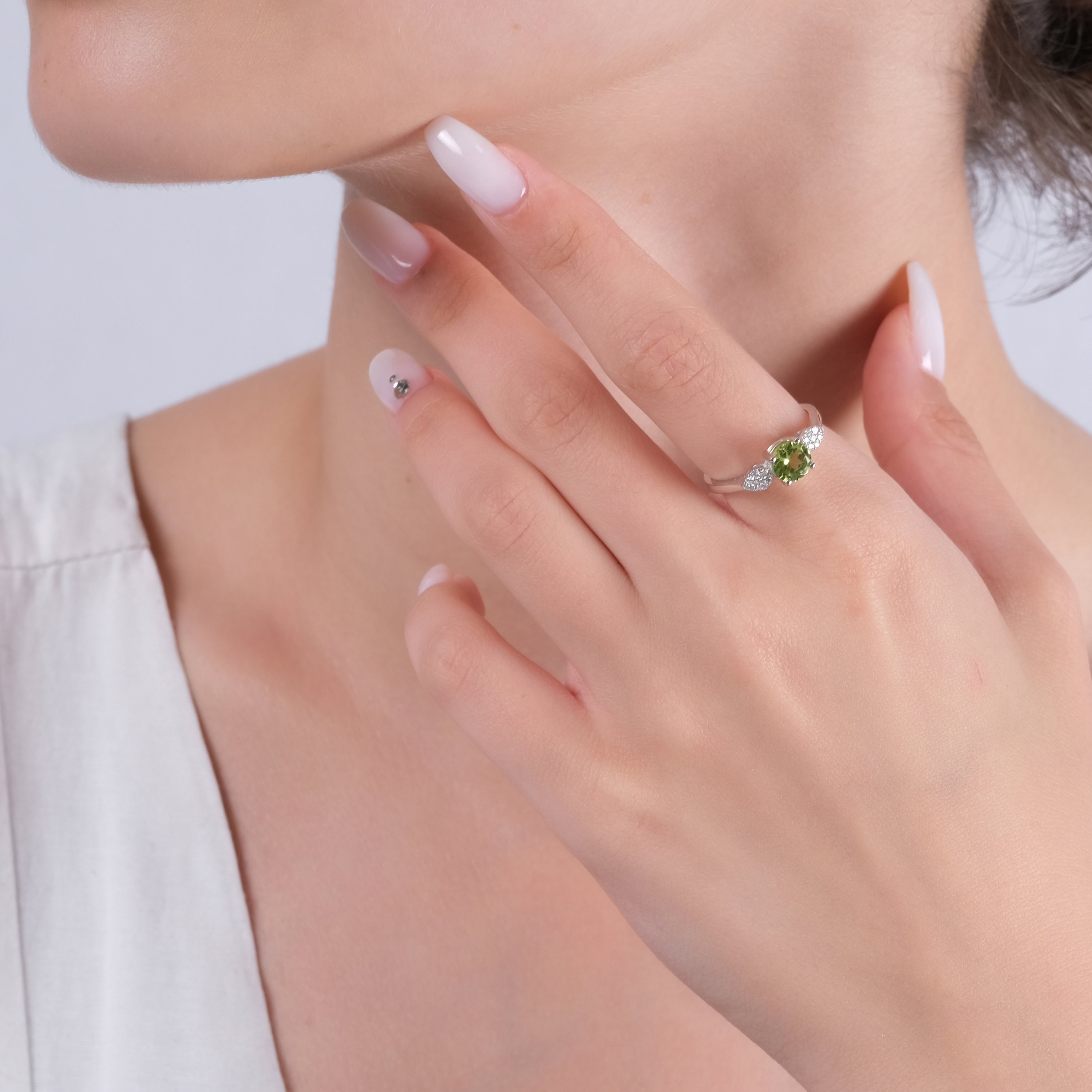 0.86 Carat Natural Diamond and Peridot Ring – Fine Jewelry Design - Gold Stone Diamond