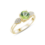 0.86 Carat Natural Diamond and Peridot Ring – Fine Jewelry Design - Gold Stone Diamond