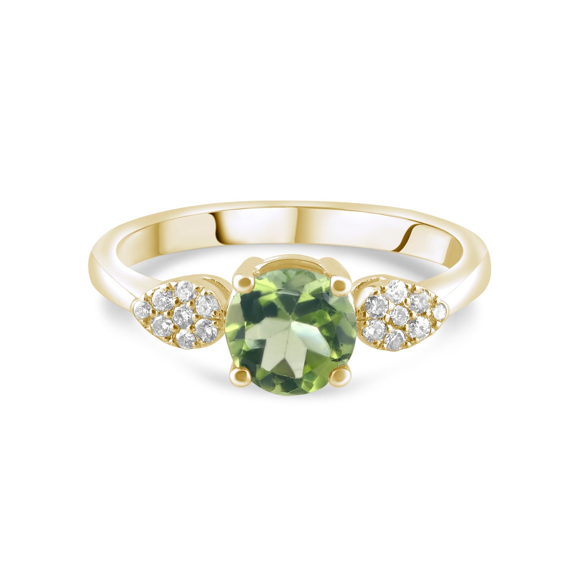 0.86 Carat Natural Diamond and Peridot Ring – Fine Jewelry Design - Gold Stone Diamond